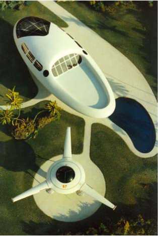 Jacque Fresco - DESIGNING THE FUTURE - The central dome of this airport 
		contains terminals, maintenance facilities, service centers, and hotels